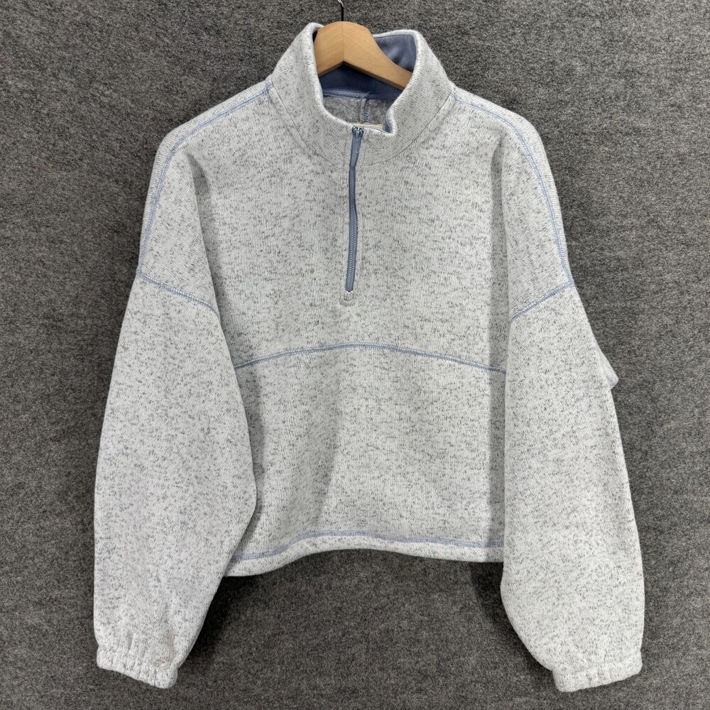 Thread & Supply Jacket Women XL GRay 1/2 Zip Long Sleeve High Neck Casual
